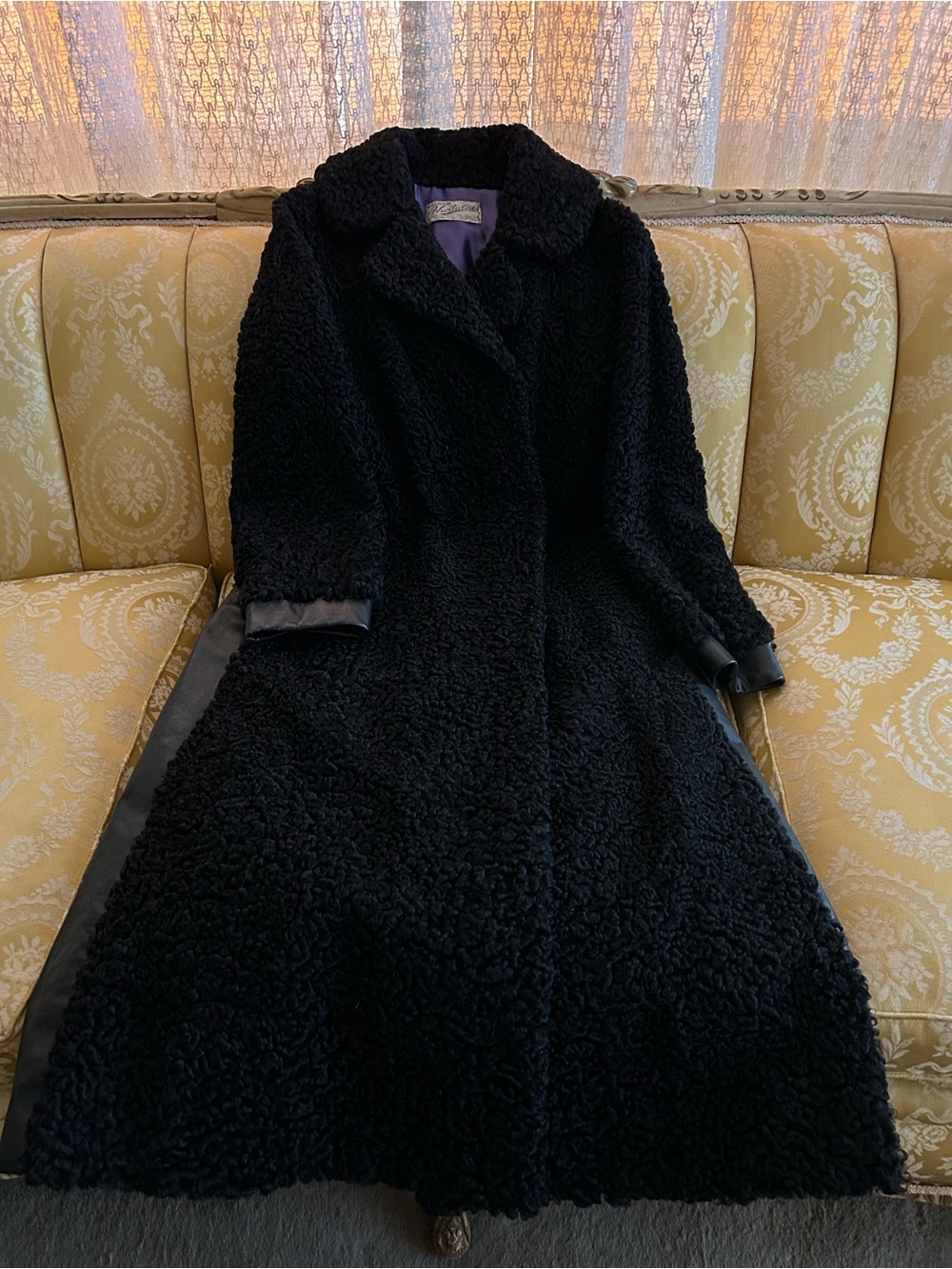 Vintage Black Persian Fur & Leather Coat